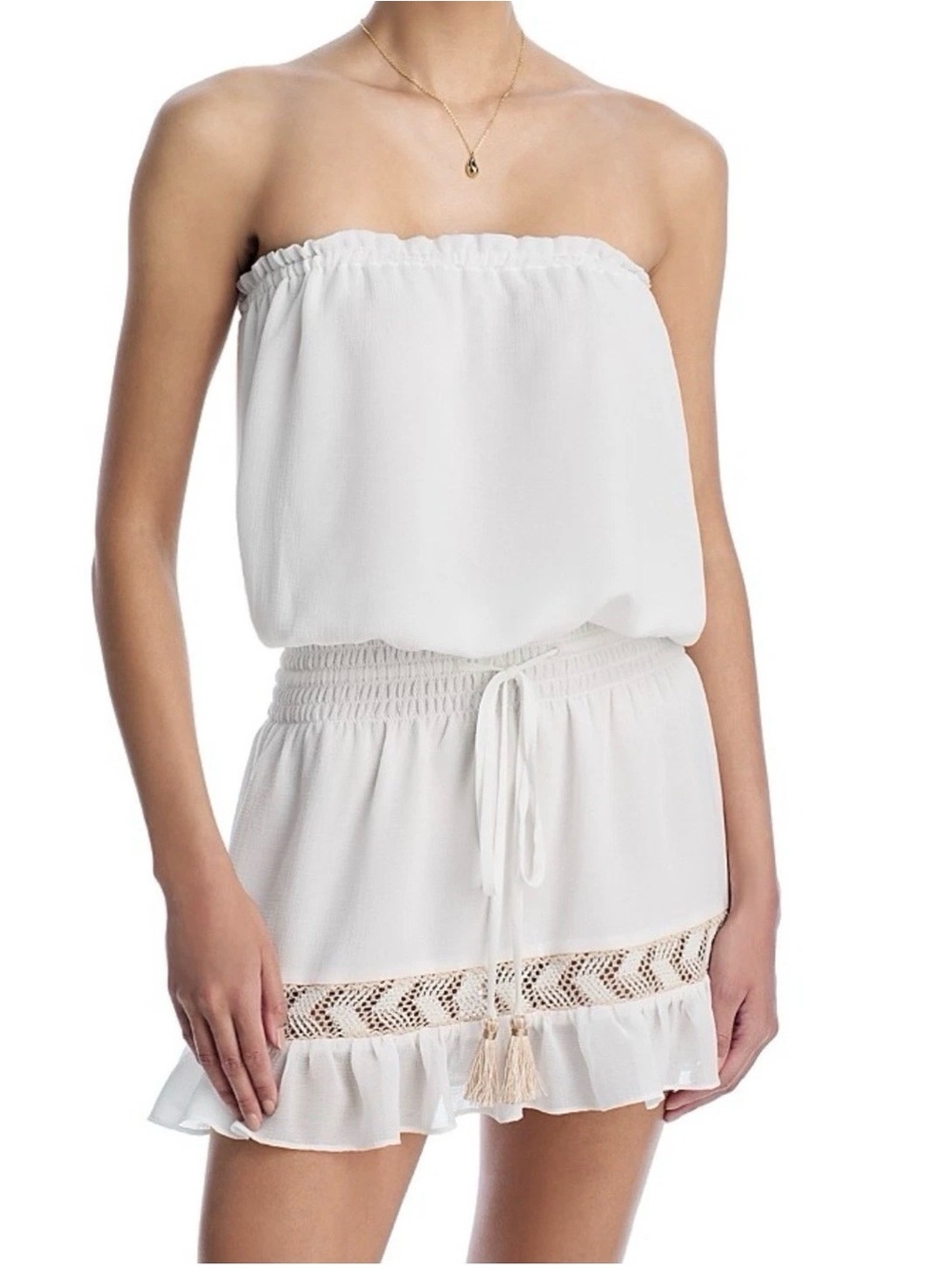 Ramy Brook Women’s Embellished Lauryn Dress Cover-up, White, Size M, MSRP $265